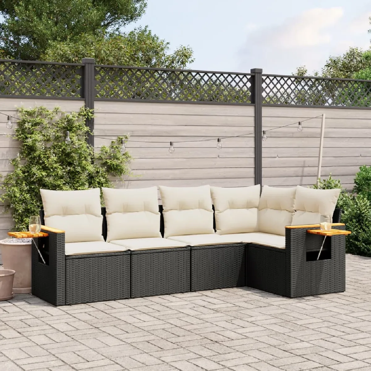 VIDAXL Salon jardin résine tressée 5 pièces - vue 2