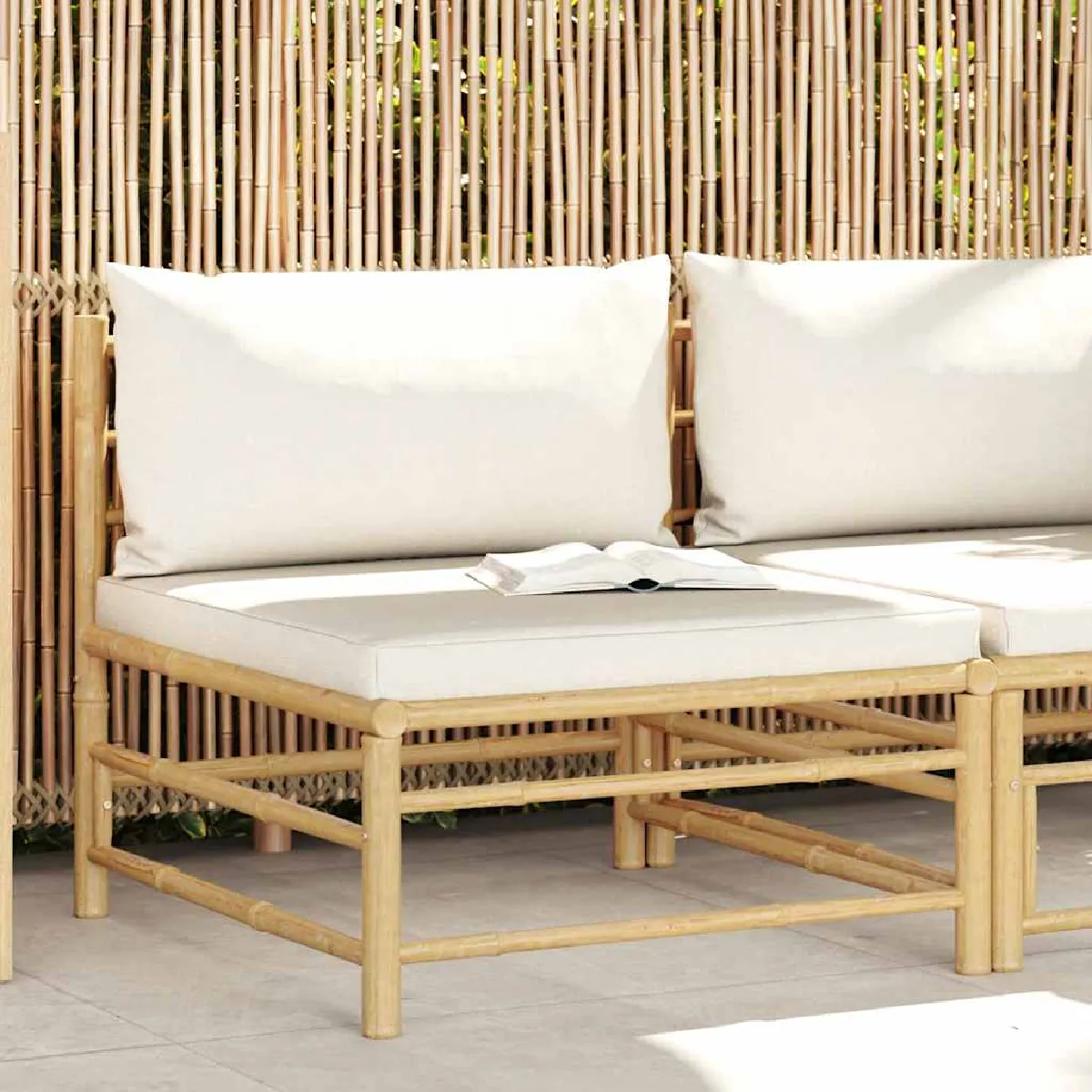Canapé de jardin vidaXL Central Bambou 3 personnes cassé - vue 2