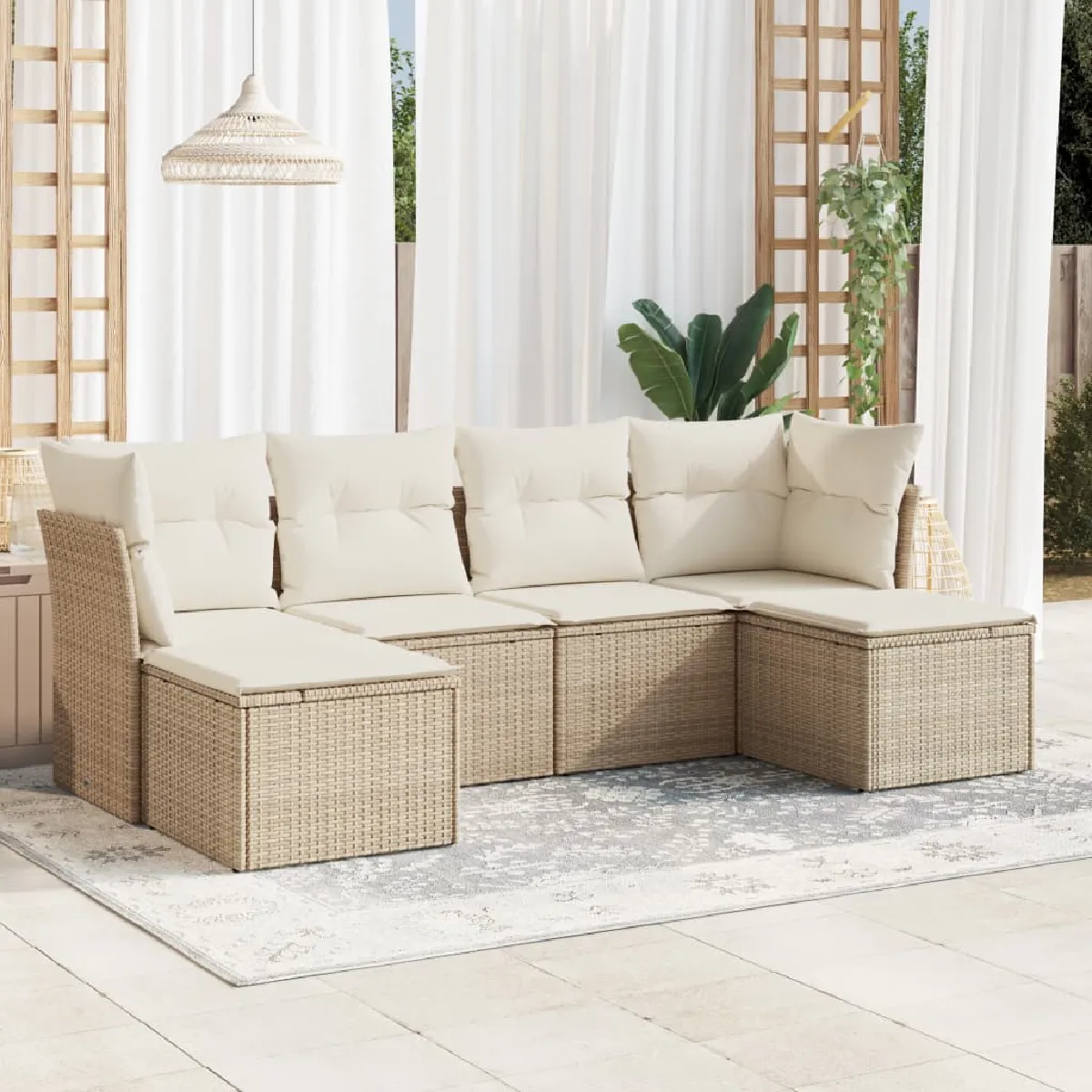 vidaXL Salon de jardin 6pcs résine tressée - vue 3