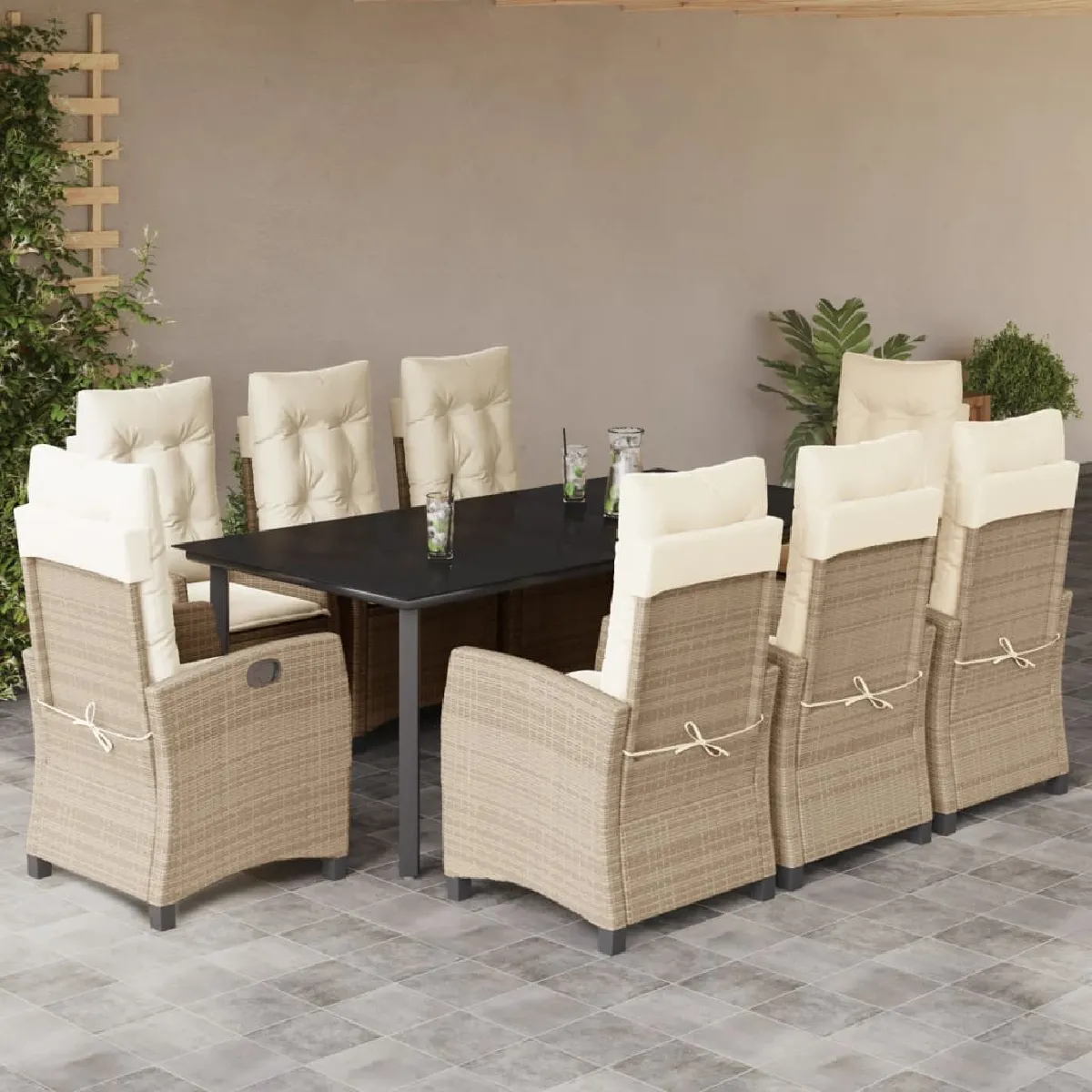vidaXL Ensemble à manger de jardin 9pcs Poly rotin - vue 2