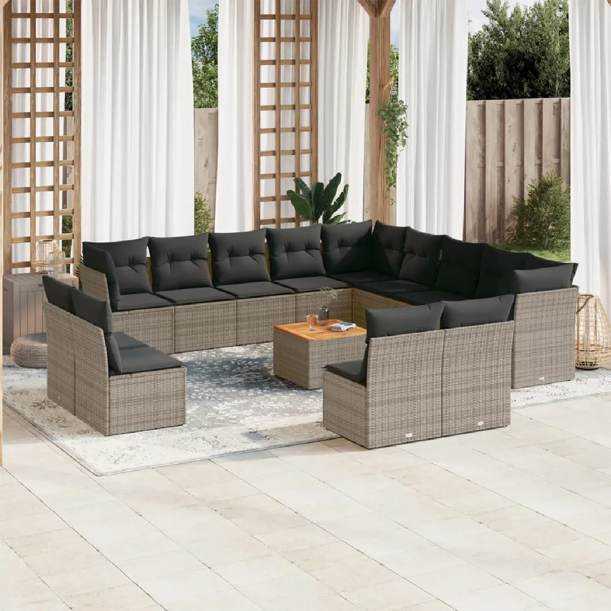 VidaXL Salon de Jardin 14 pcs avec Coussins - vue 4