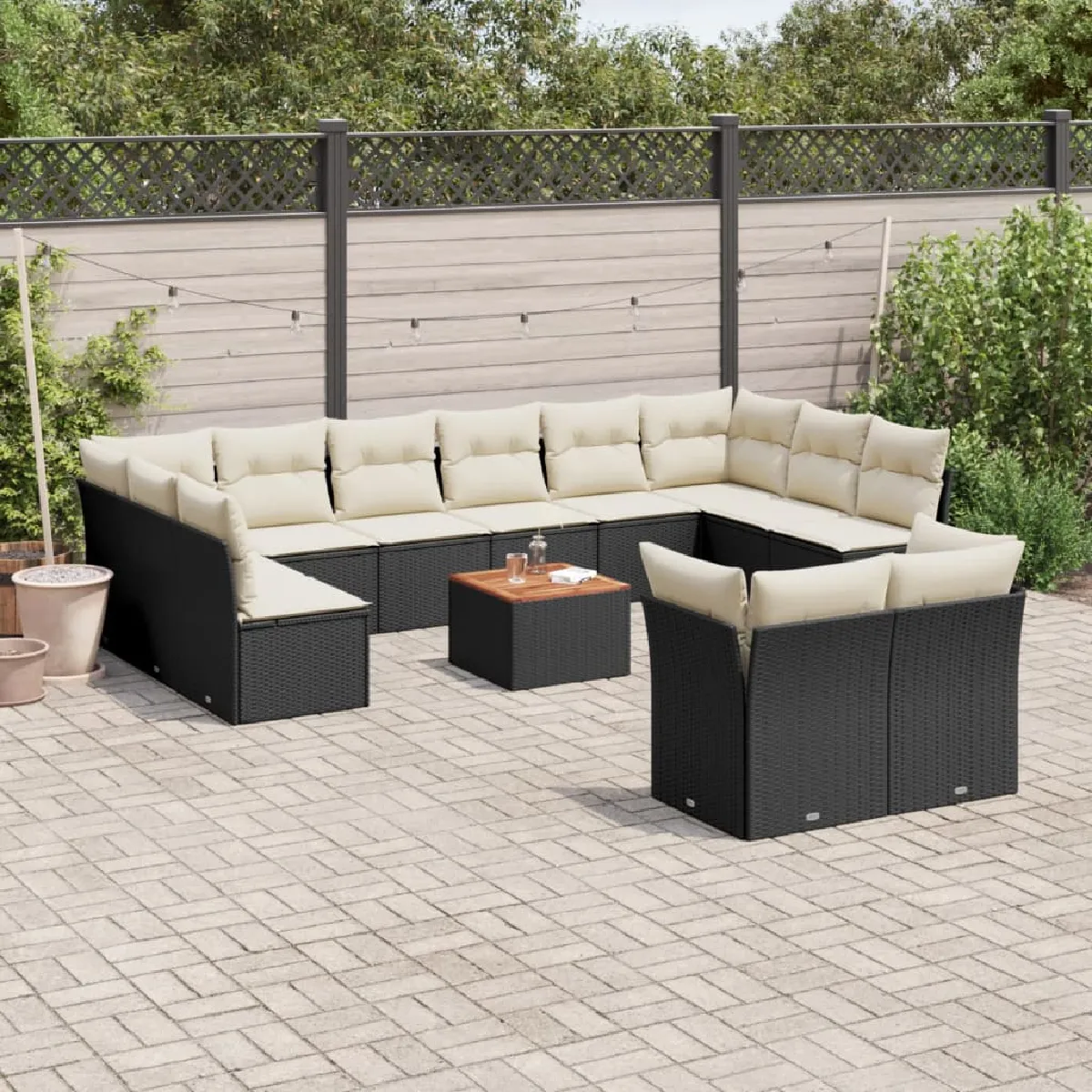 VIDAXL Salon de jardin 13 pcs - Noir résine tressée