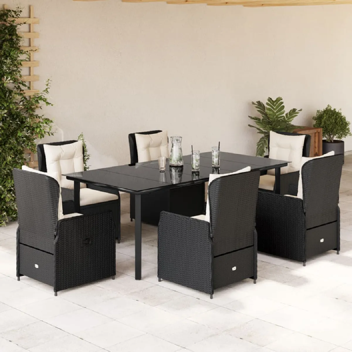 VIDAXL Ensemble à manger jardin 7 pcs résine tressée - vue 5
