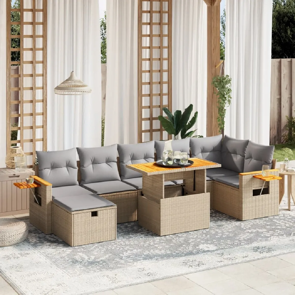 vidaXL Ensemble Salon de Jardin 8 pcs Résine Tressée