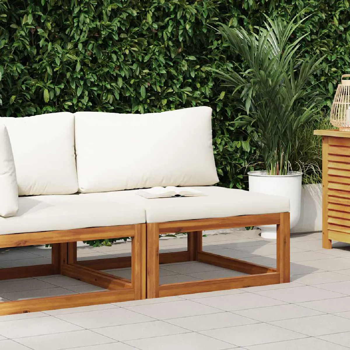 vidaXL Canapé central sectionnel Coussins bois - vue 4