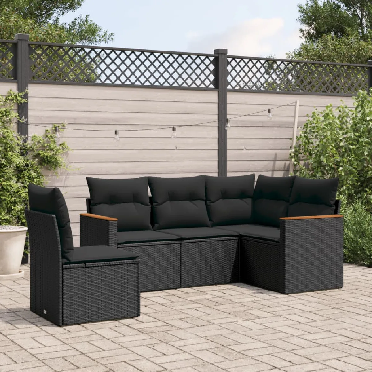 VIDAXL Salon de Jardin 5 pcs avec Coussins Résine Tressée - vue 8