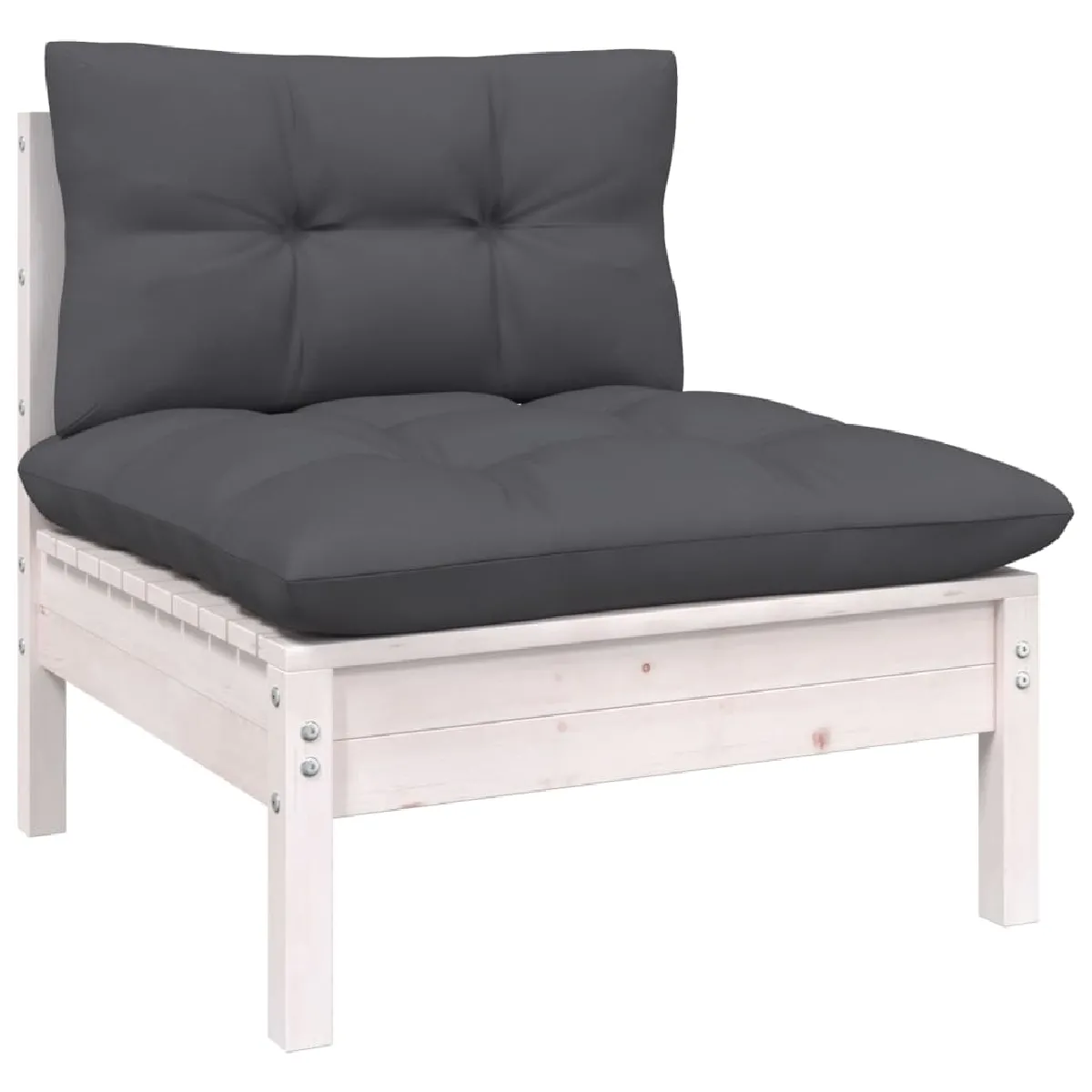 vidaXL Canapé central de jardin Blanc bois pin massif