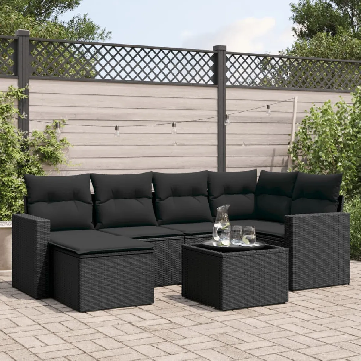 VIDAXL Ensemble de jardin résine tressée 7 pcs