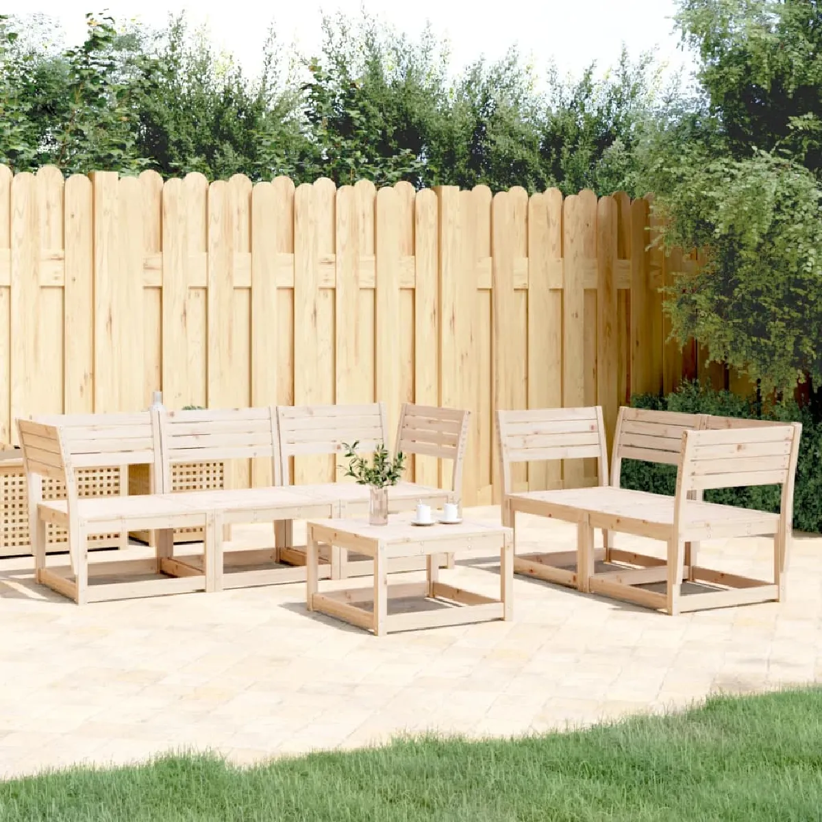 vidaXL Salon de jardin 5 pcs Bois de pin - vue 2