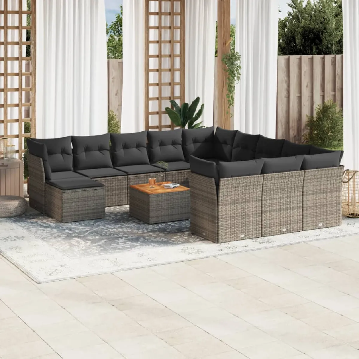 vidaXL Salon de jardin avec coussins 13 pcs - vue 8