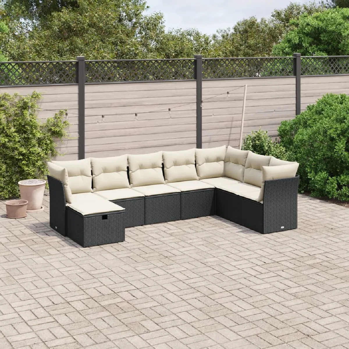 Vidaxl Noir Salon De Jardin 8 Pcs