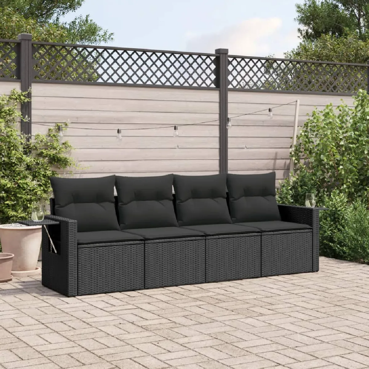 vidaXL Salon de jardin 4 pcs résine tressée Coussins - vue 2