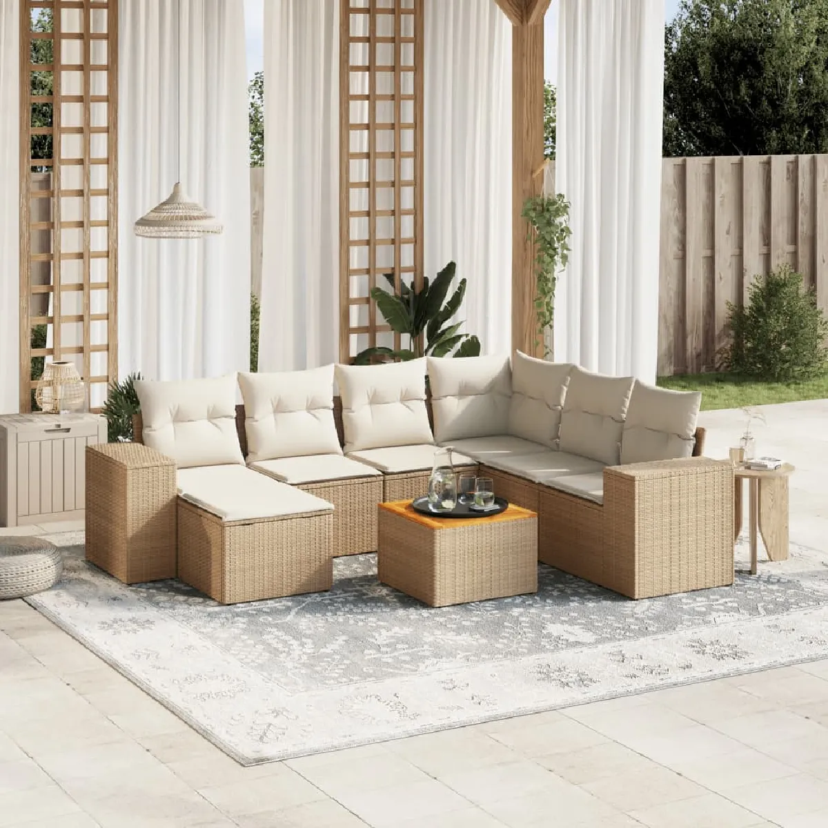 vidaXL Salon de jardin 8 pcs Coussins résine tressée - vue 8