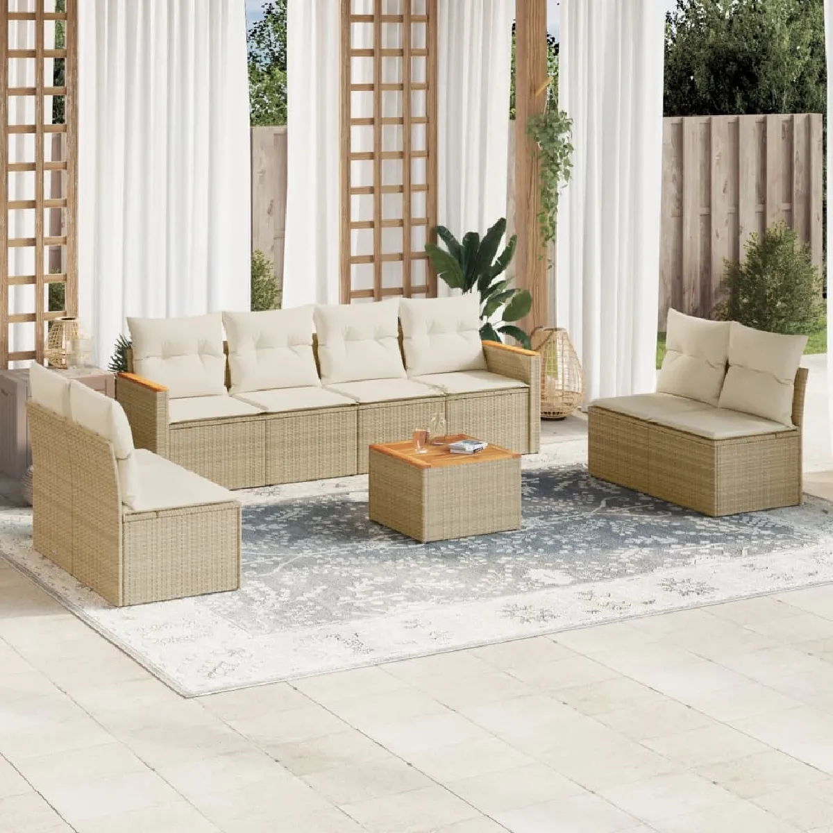 vidaXL Salon de jardin 9 pcs Résine tressée - vue 6