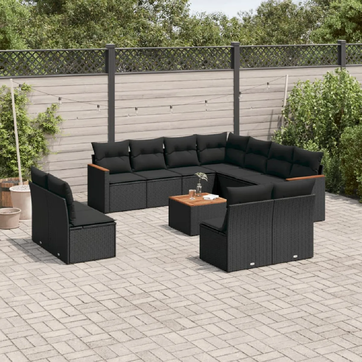 VIDAXL Salon de jardin 12 pcs - Noir