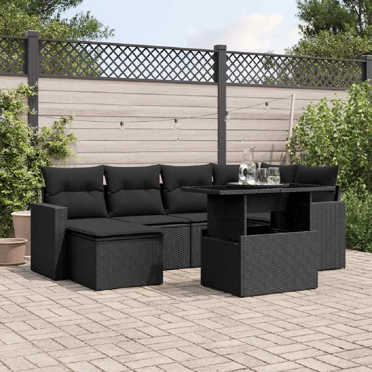 Salon de jardin vidaXL 7 pcs - vue 3