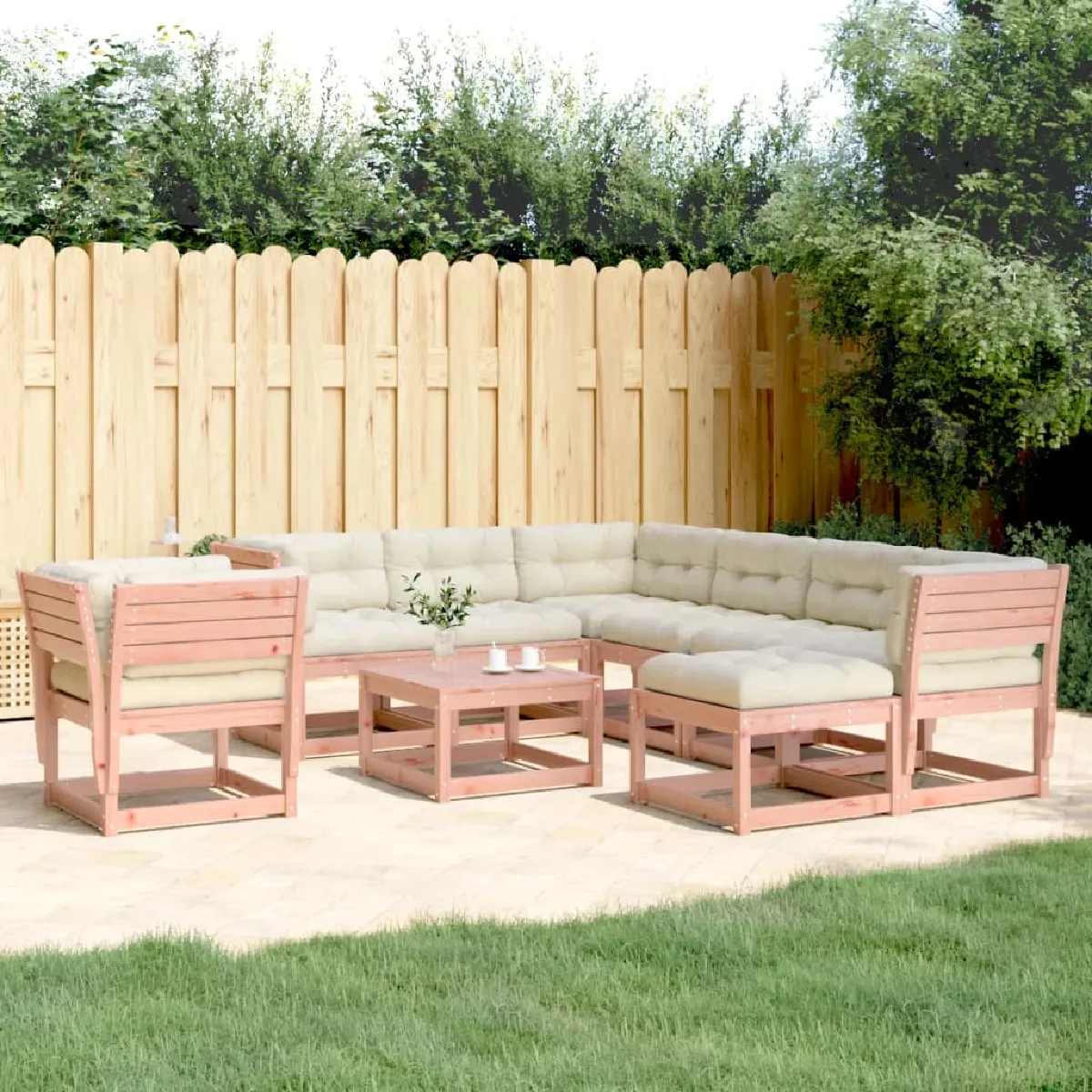 VIDAXL Salon de jardin 8 pcs bois massif
