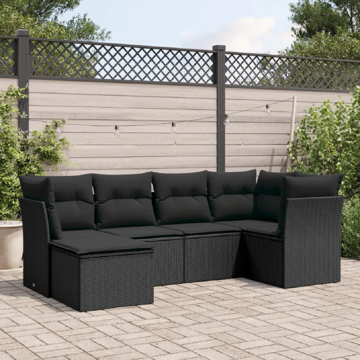 VidaXL Salon de jardin 6 pcs Coussins Résine tressée - vue 4