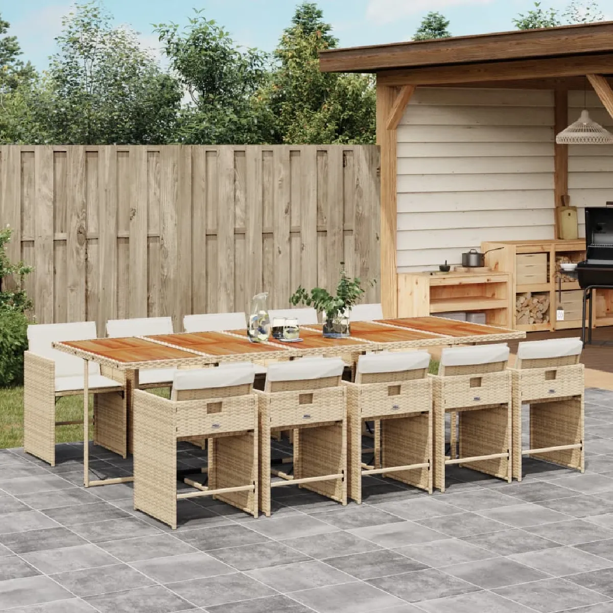 vidaXL Ensemble à Manger 11 pcs Rotin
