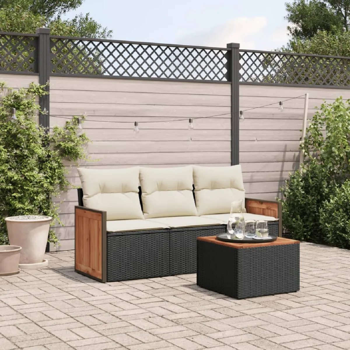 Salon de jardin VIDAXL 4 pcs résine tressée - vue 4