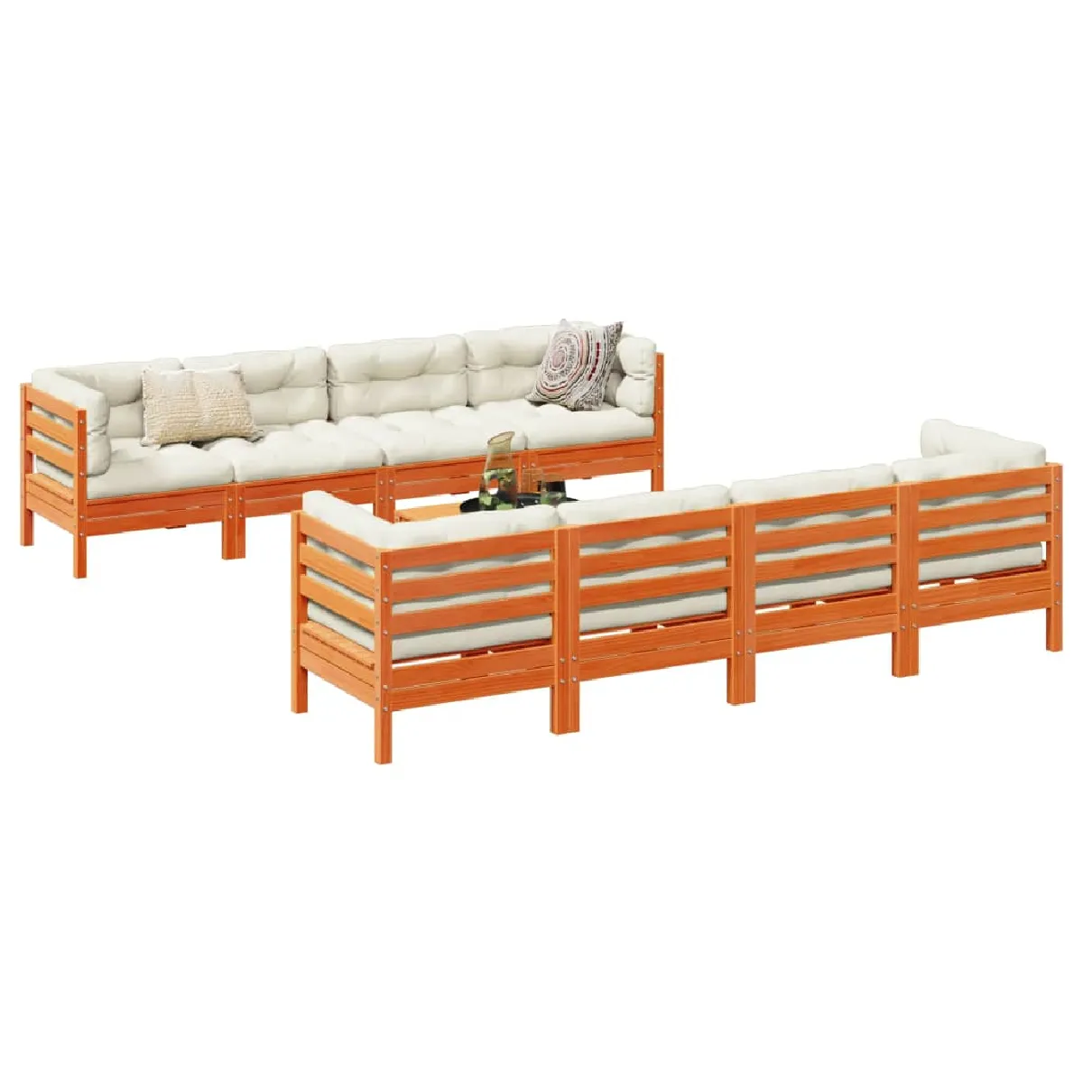 Vidaxl Marron Salon De Jardin 9 Pcs