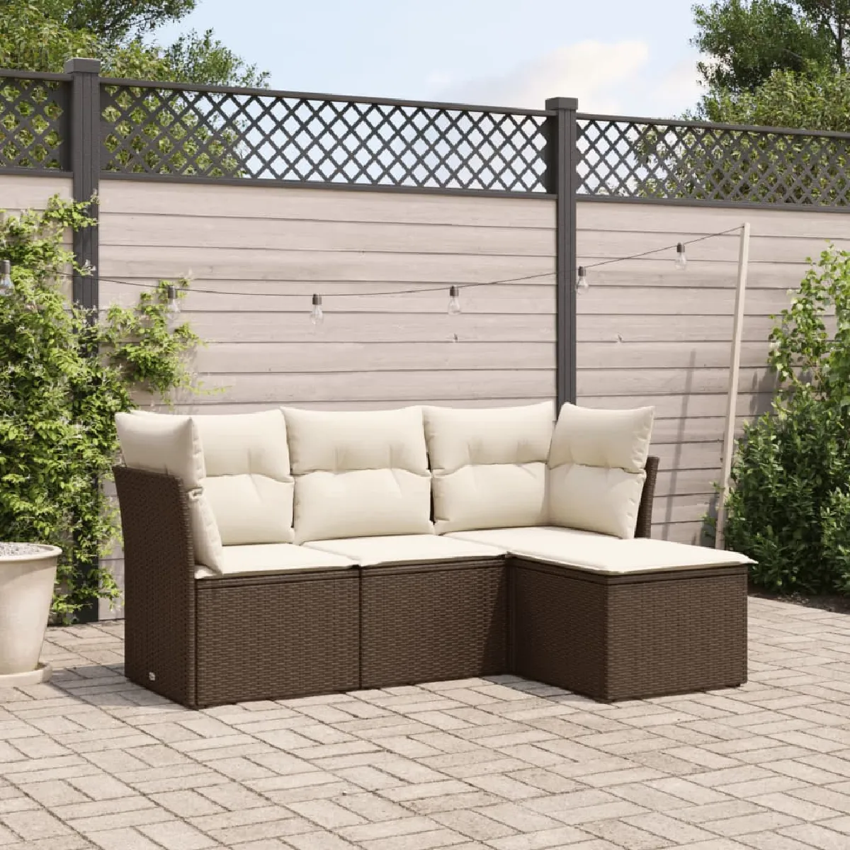 Non Communiqué Marron Salon De Jardin Modulable Vidaxl Rotin 4 Pieces 4 Personnes - Image 3