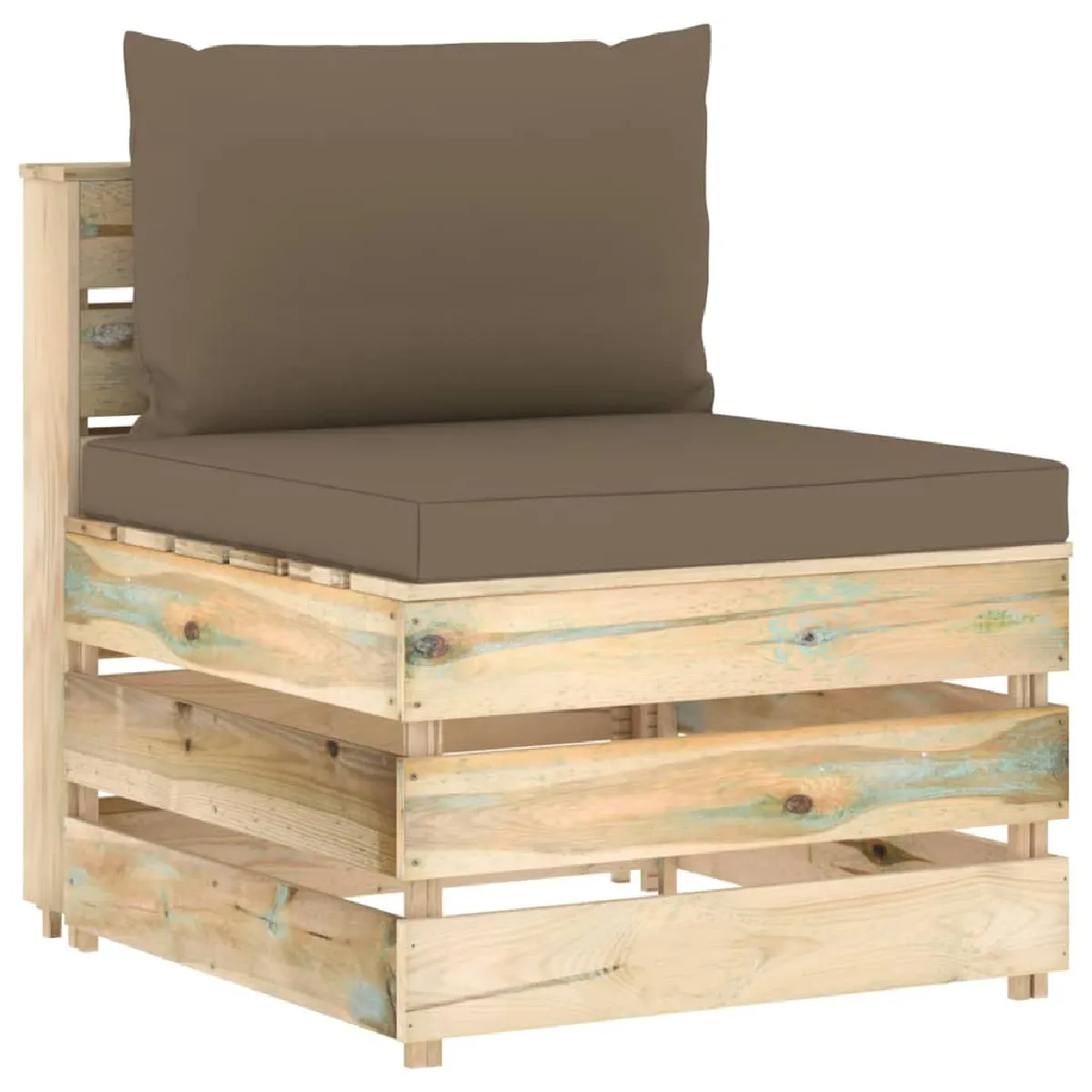 vidaXL Canapé central sectionnel Coussins bois - vue 1