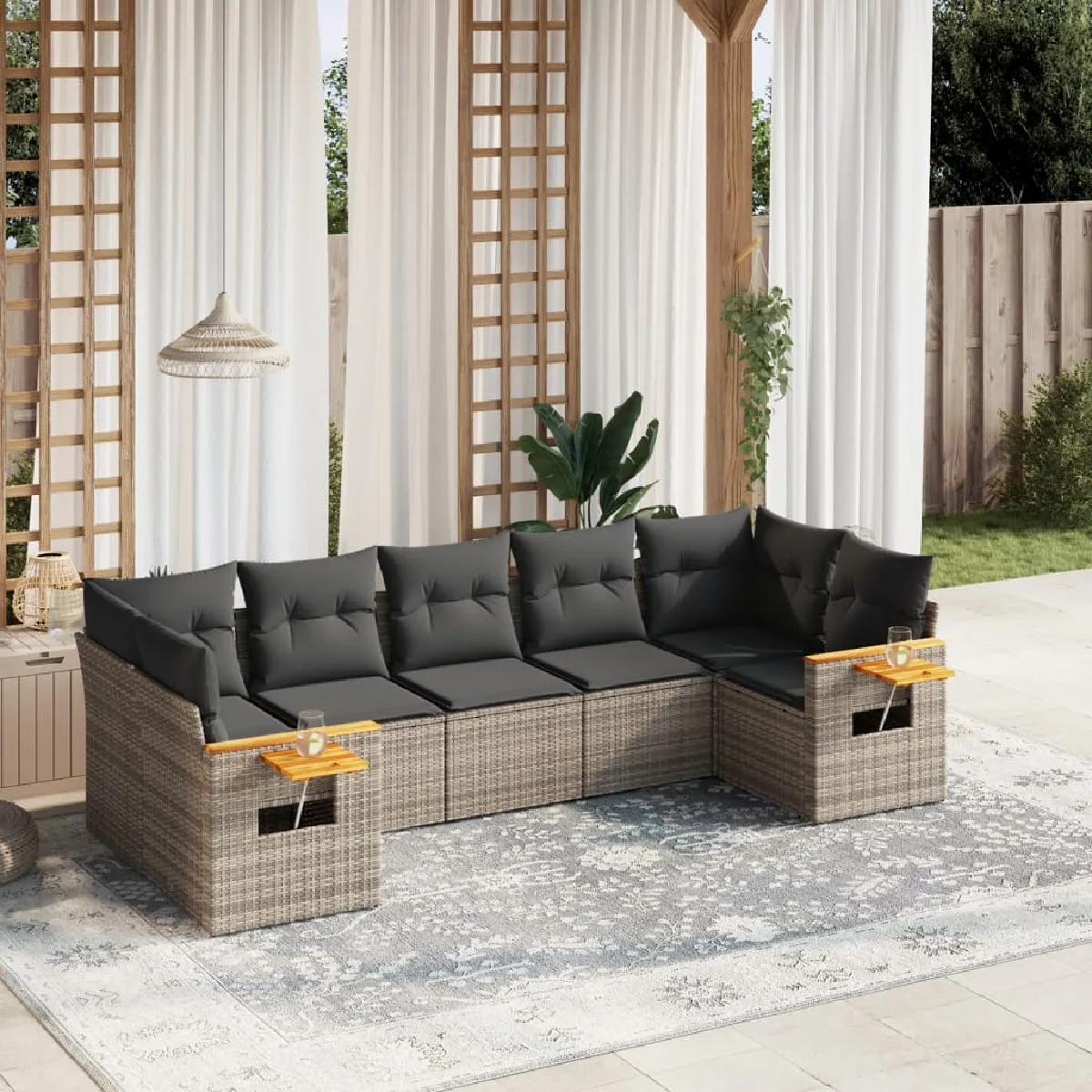 VIDAXL Ensemble de Salon de Jardin 7 pcs - vue 5