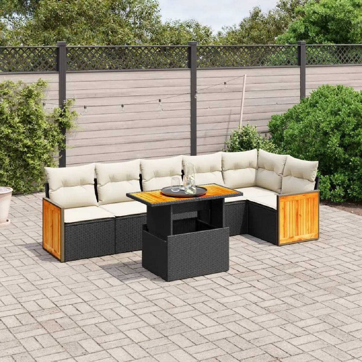 VIDAXL - Salon de Jardin - 7 Pièces - Noir - Image 3