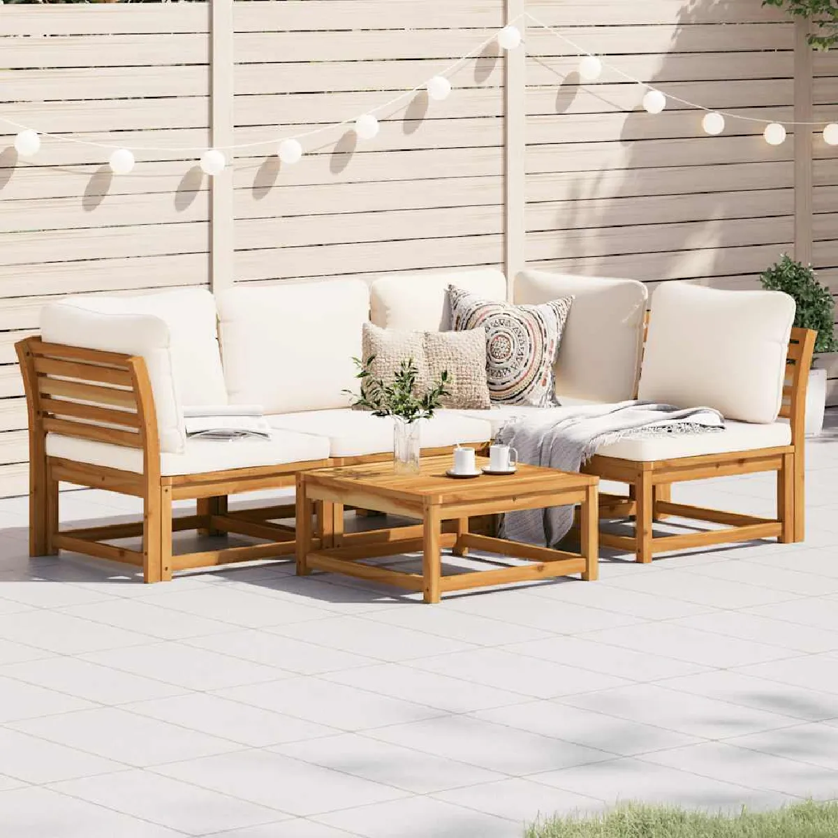 vidaXL Salon de jardin 5 pcs Bois d'acacia solide - vue 5