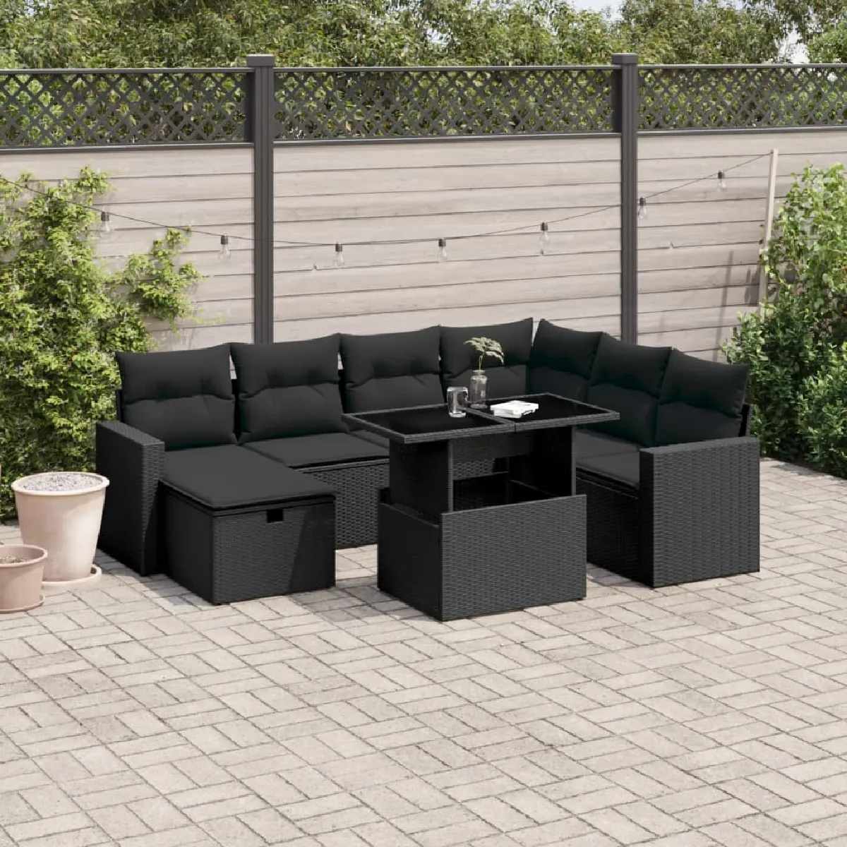 vidaXL Ensemble de jardin 8 pcs Résine tressée - vue 4