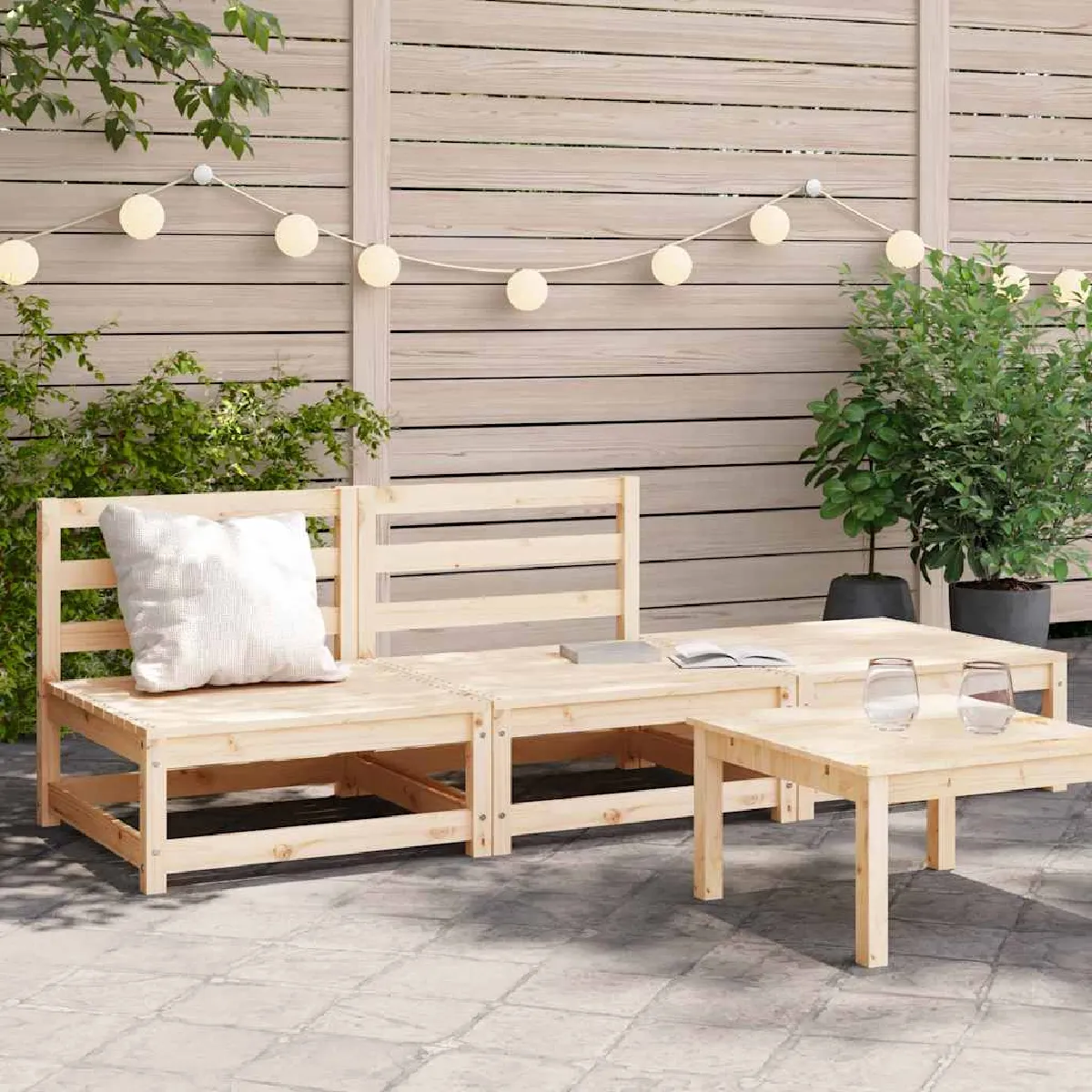 vidaXL Canapé de Jardin sans Accoudoirs Repose pieds Siège avec Dossier Meuble de Terrasse Patio Arrière cour Extérieur 837963 - vue 2