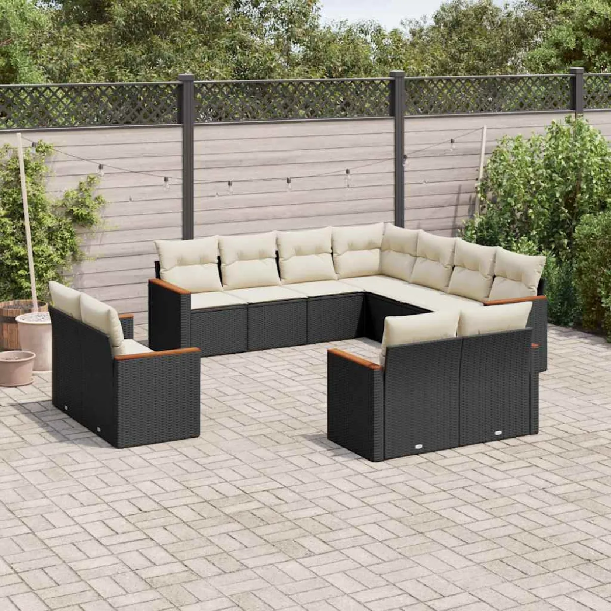 VIDAXL  Salon de jardin 11 pcs - Noir