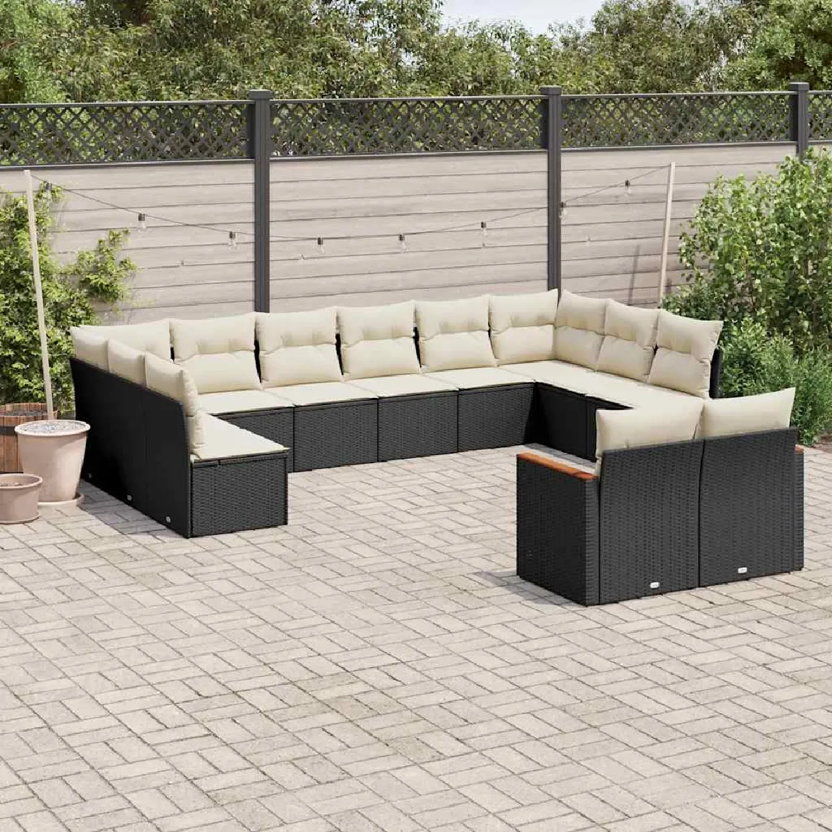VIDAXL Salon de jardin 12 pcs avec coussins - Noir