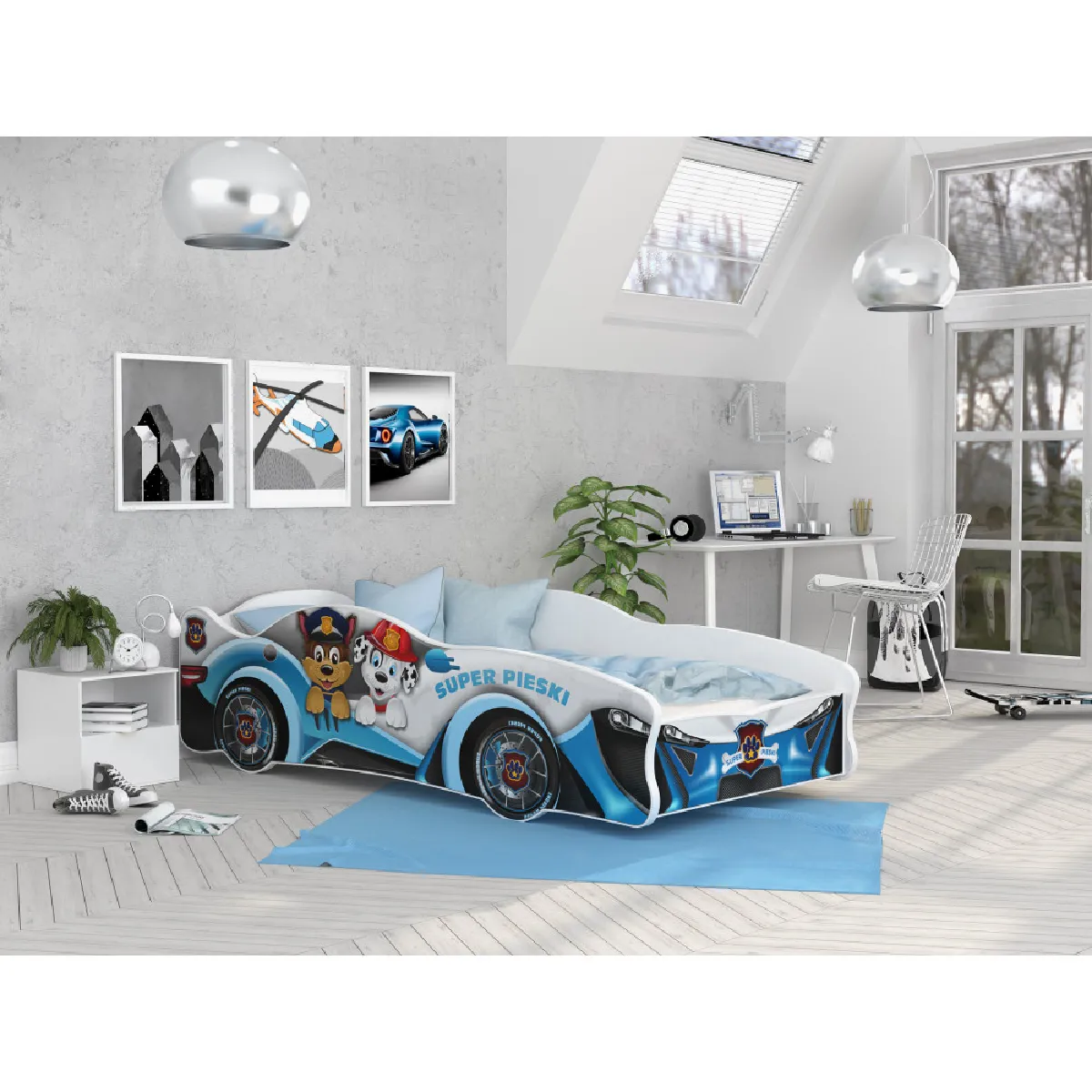 Lit voiture enfant 80 x 160 cm Pat'Patrouille - Matelas Oeko-Tex inclus