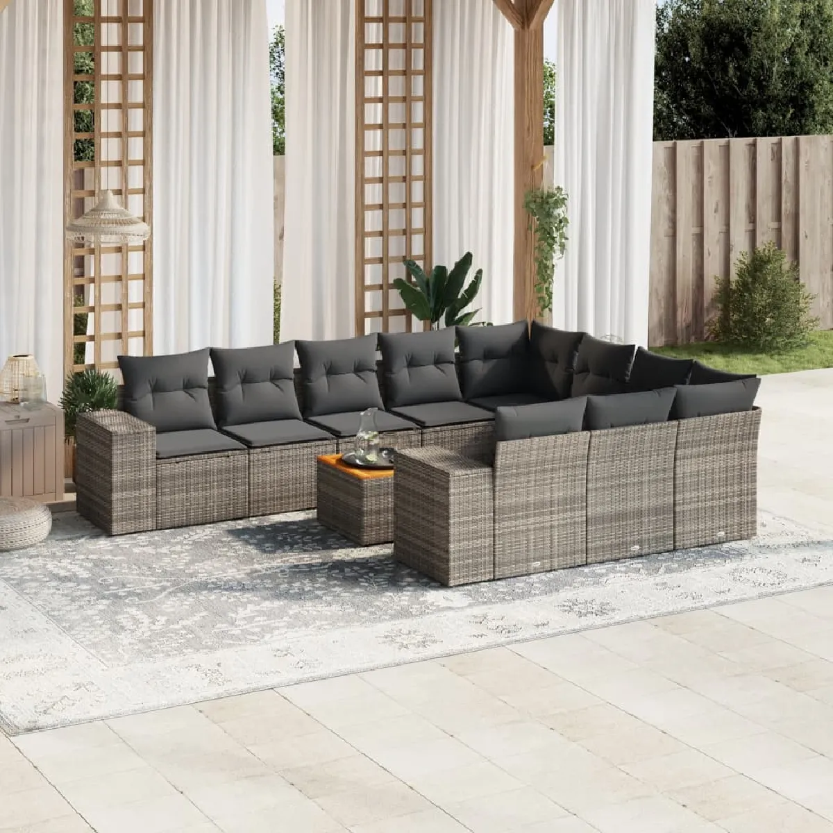 vidaXL Salon de jardin 11 pcs avec coussins - vue 10