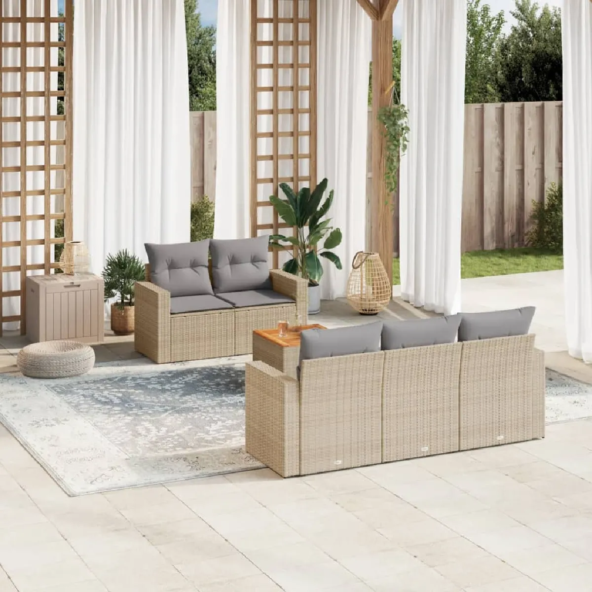vidaXL Salon de jardin 6 pcs Mélange
