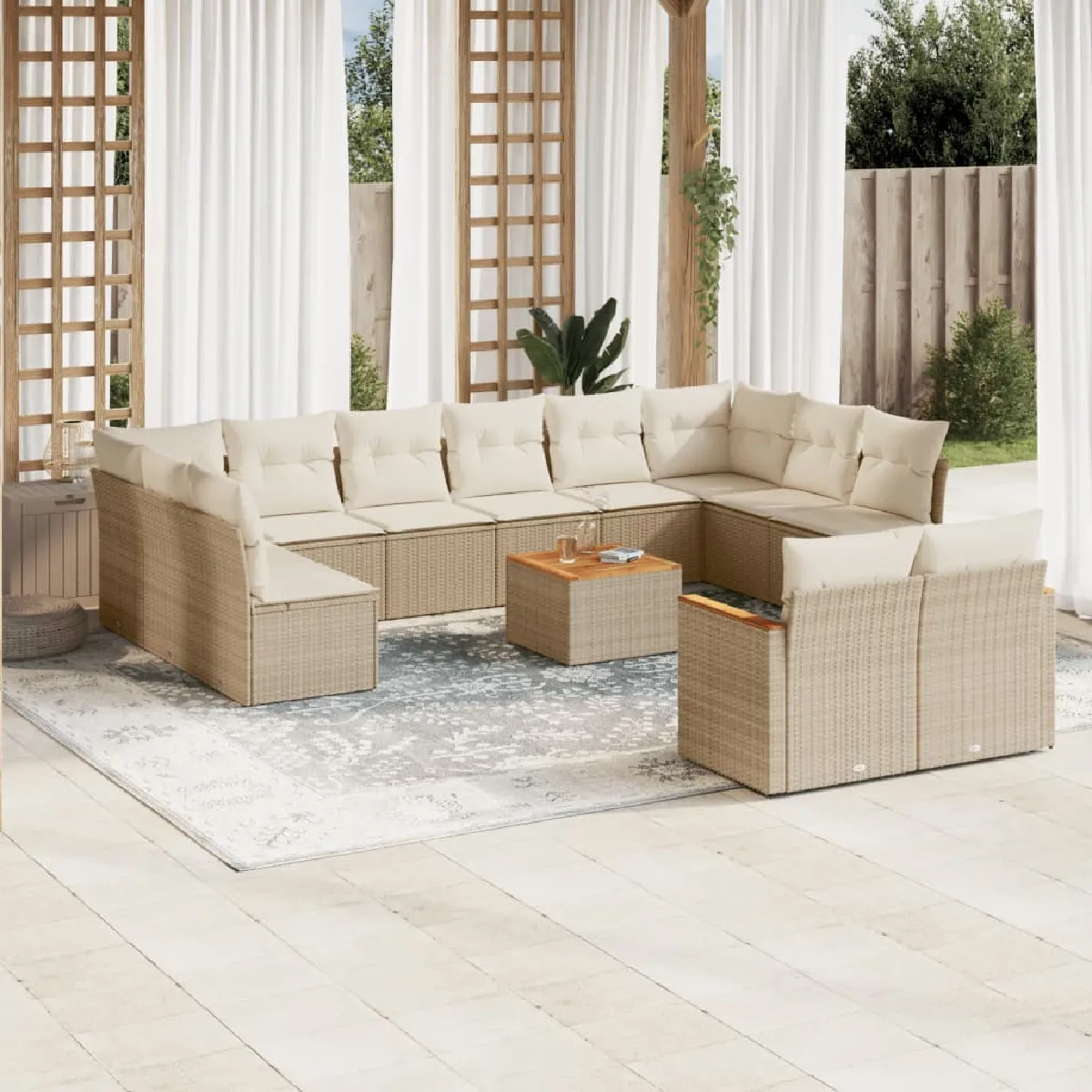 vidaXL Salon de jardin 13 pcs résine tressée - vue 6