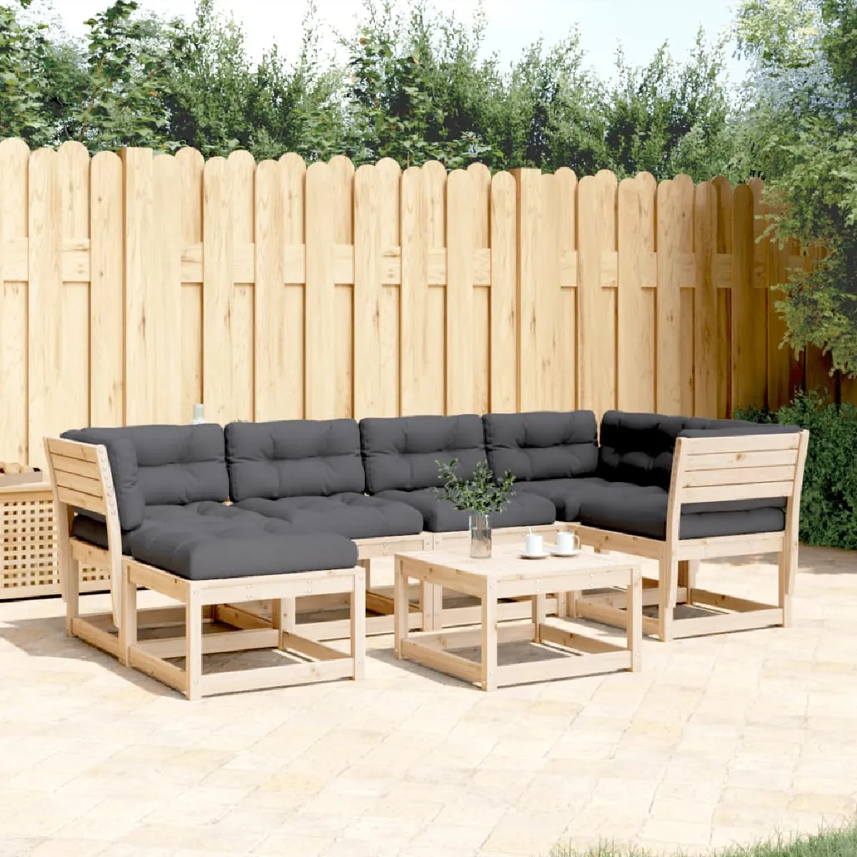 vidaXL Salon de jardin 6 pcs Bois de pin massif