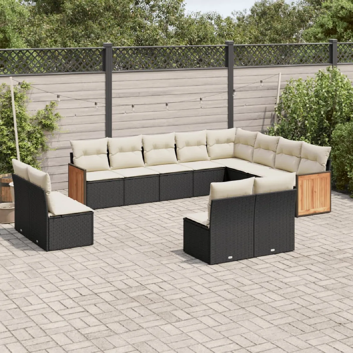 VIDAXL  Salon de jardin 12 pcs - Noir