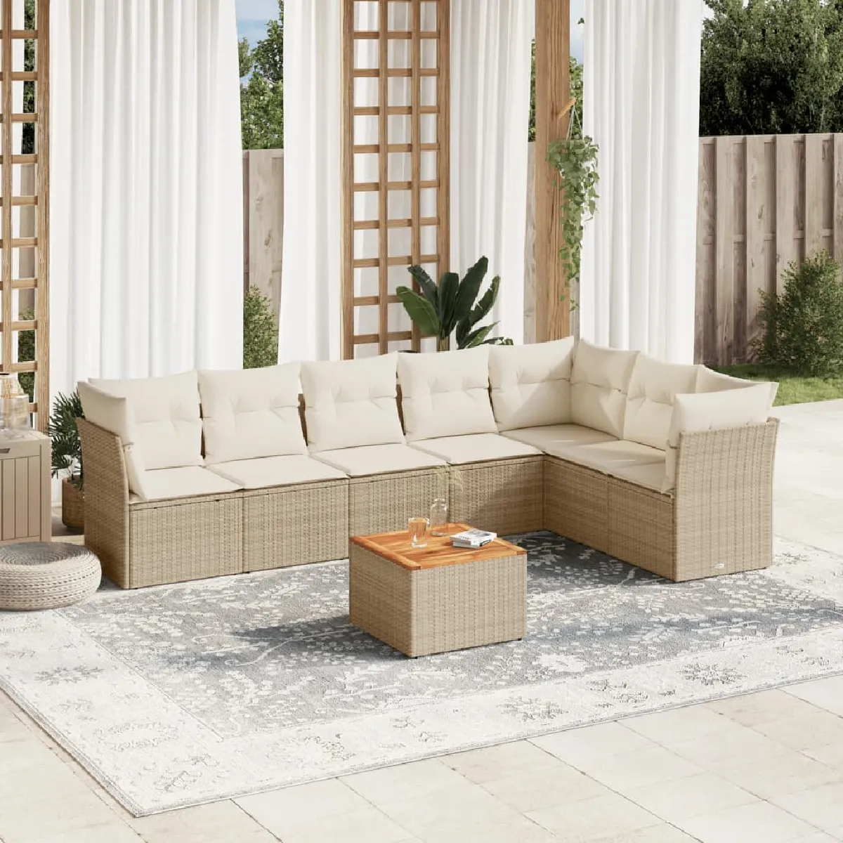vidaXL Salon de jardin avec coussins 8 pcs résine tressée - vue 7