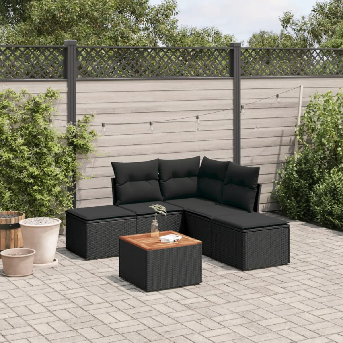 vidaXL Salon de jardin 6 pcs avec coussins Résine tressée - vue 10