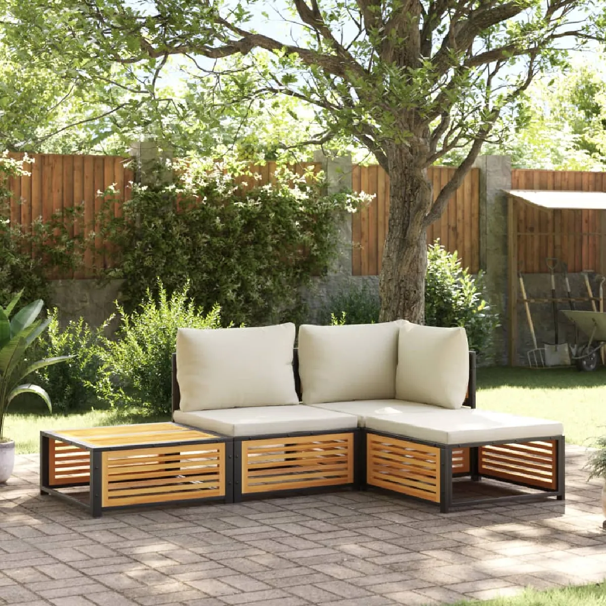 Salon de jardin VIDAXL 4 pcs bois d’acacia massif - vue 3