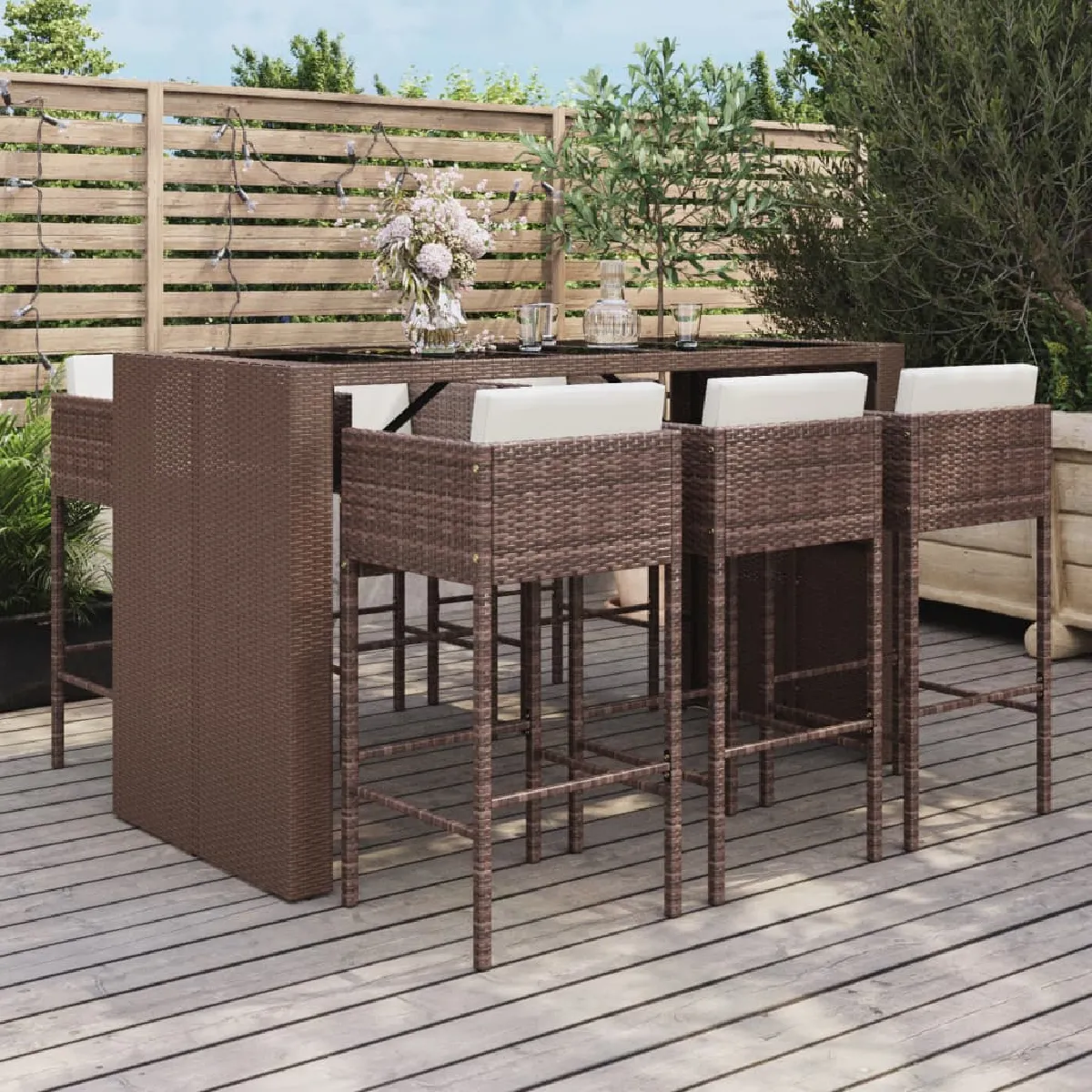 vidaXL Ensemble bar jardin 7 pcs