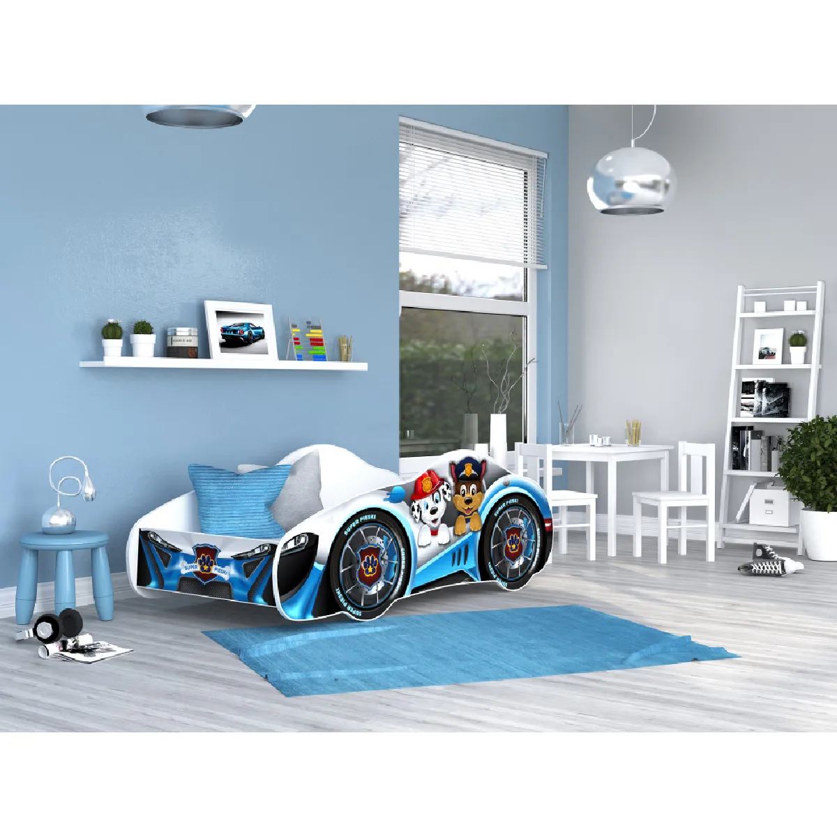 Lit voiture enfant 70 x 140 cm Pat'Patrouille - Matelas Oeko-Tex inclus