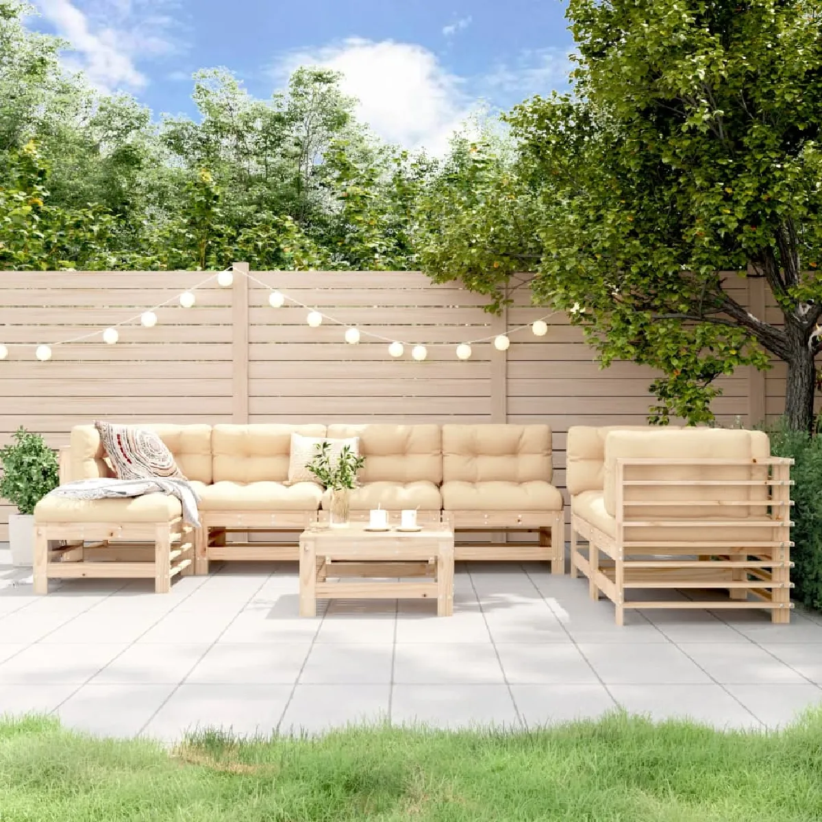 VIDAXL Salon de jardin 8 pcs Bois de pin - vue 2