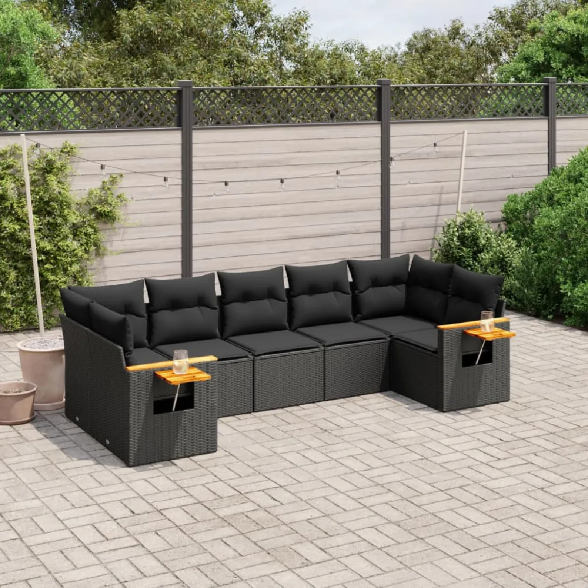 Non Communiqué Noir Salon De Jardin Modulable Vidaxl Resine Tressee 7 Pieces 62.0 X 62 X 69 7 Personnes - Image 3