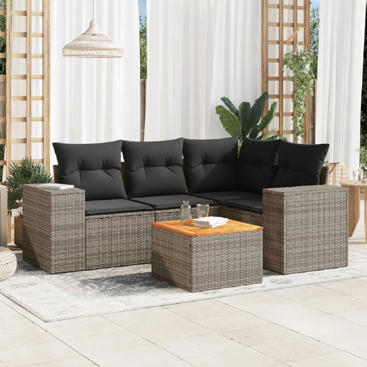 Salon de jardin 5 pcs avec coussins - vue 4