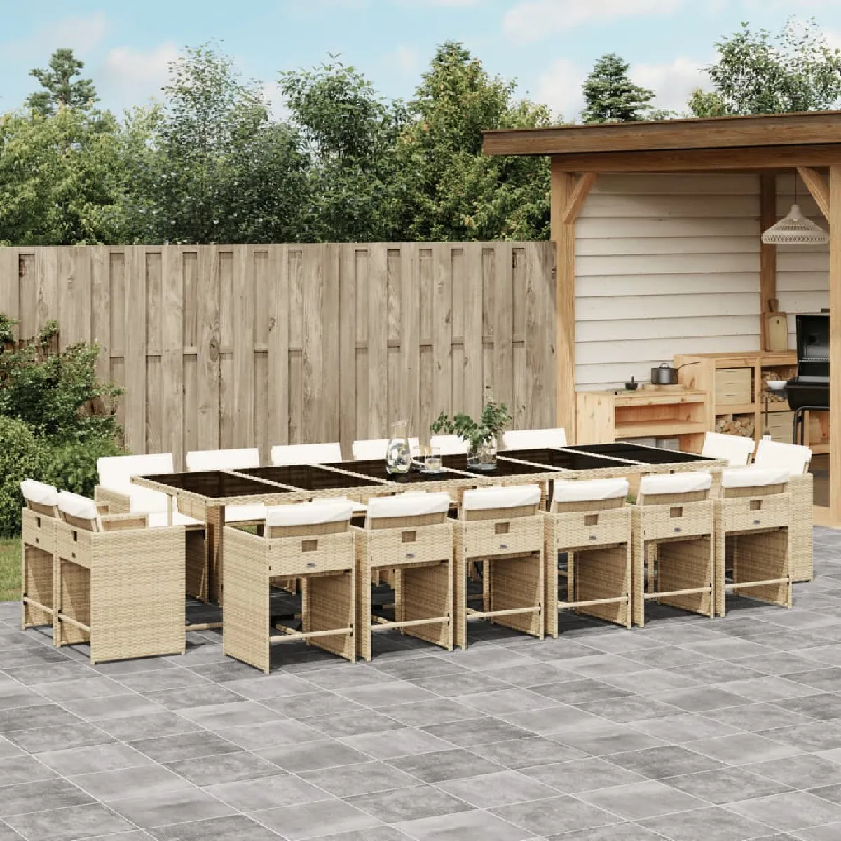 vidaXL Ensemble à manger de jardin 17 pcs - vue 6