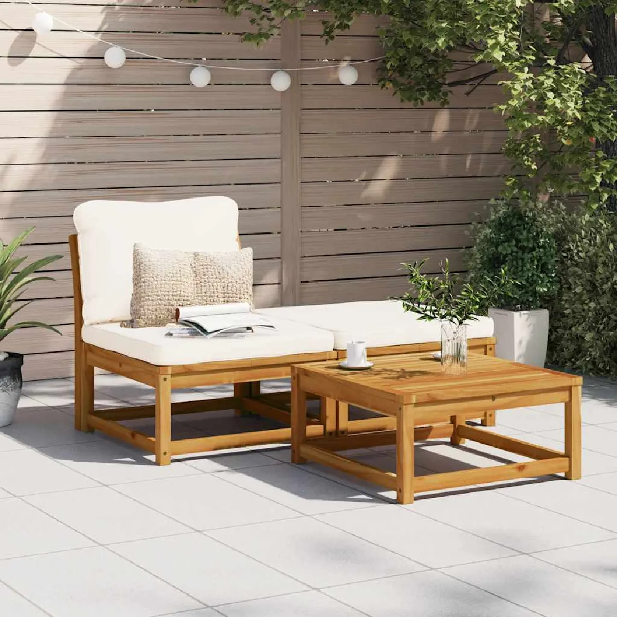 VidaXL Salon de jardin 3 pcs Bois massif d'acacia - vue 2